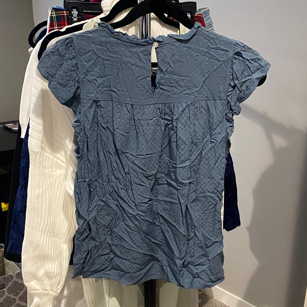 LOFT Blue Ruffle Blouse - Picture 3 of 3